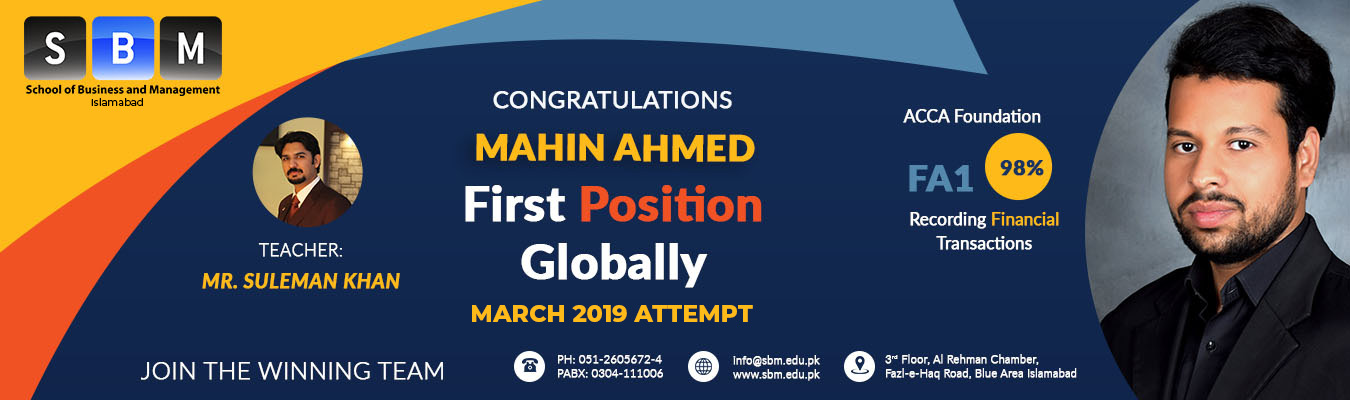 Mahin Ahmed got 1st position globally in ACCA's Foundation Diploma